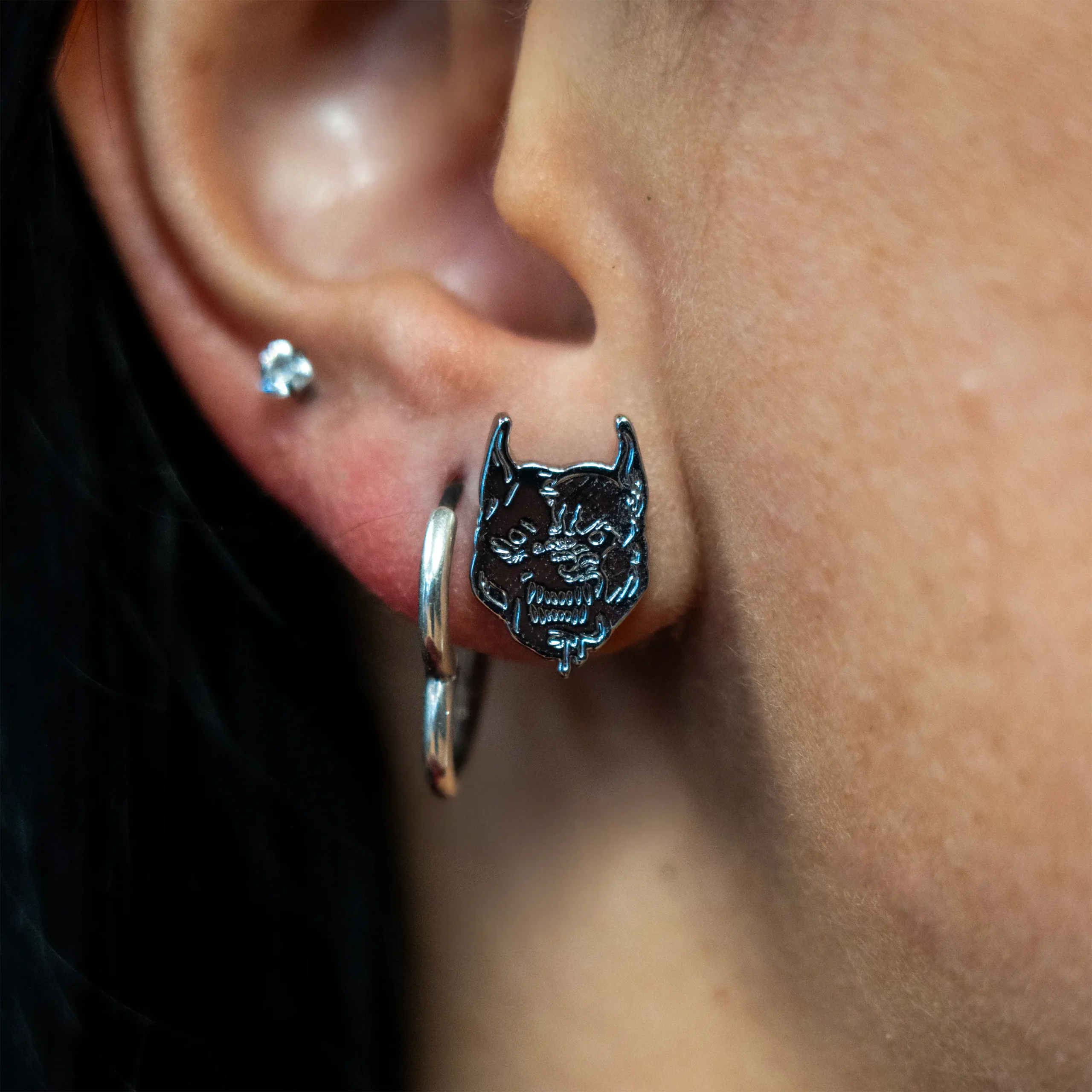 100% Hardcore Boucles d'oreilles Branded Rage Argent - Image 2