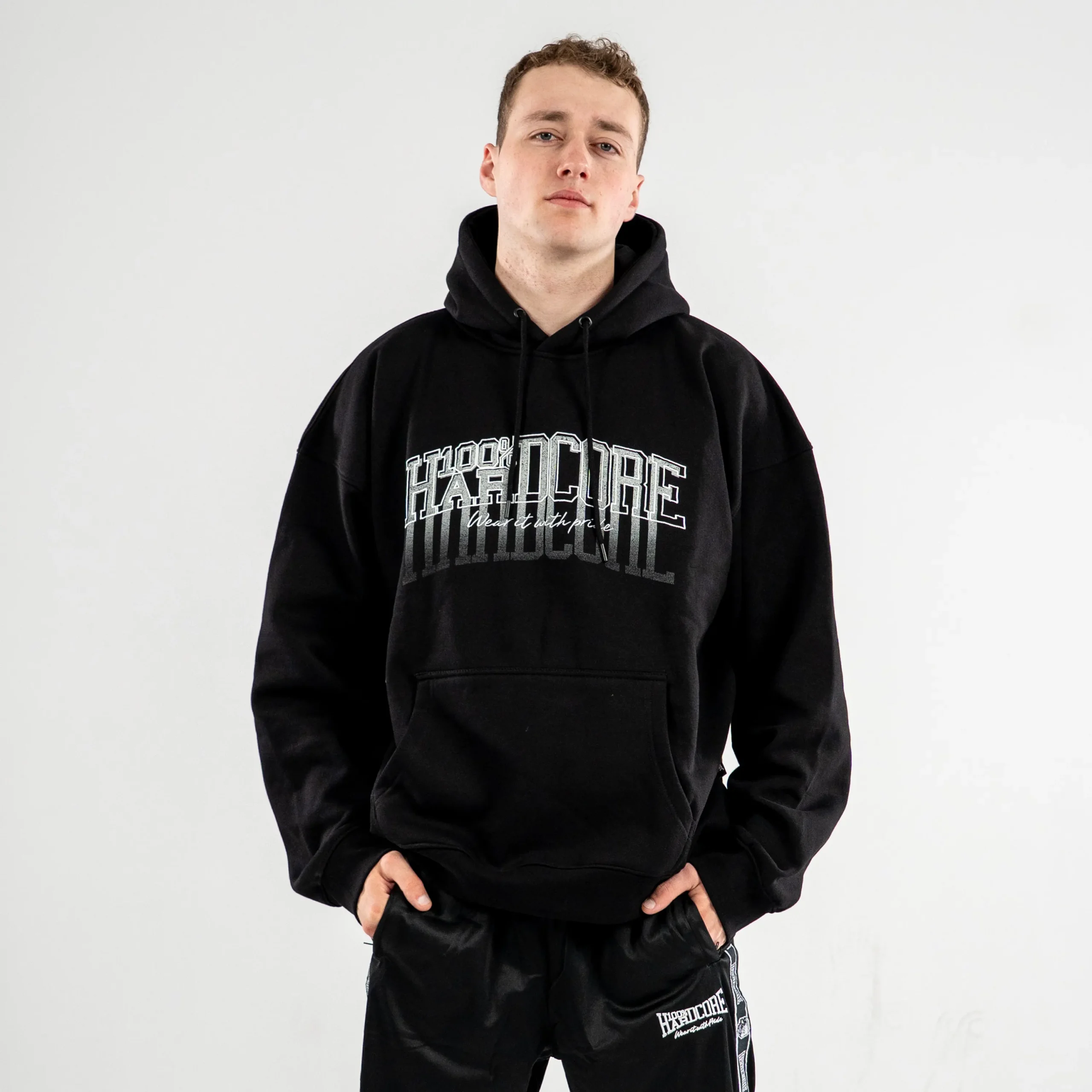 100% Hardcore Oversized Hoodie Faded Black - Image 4