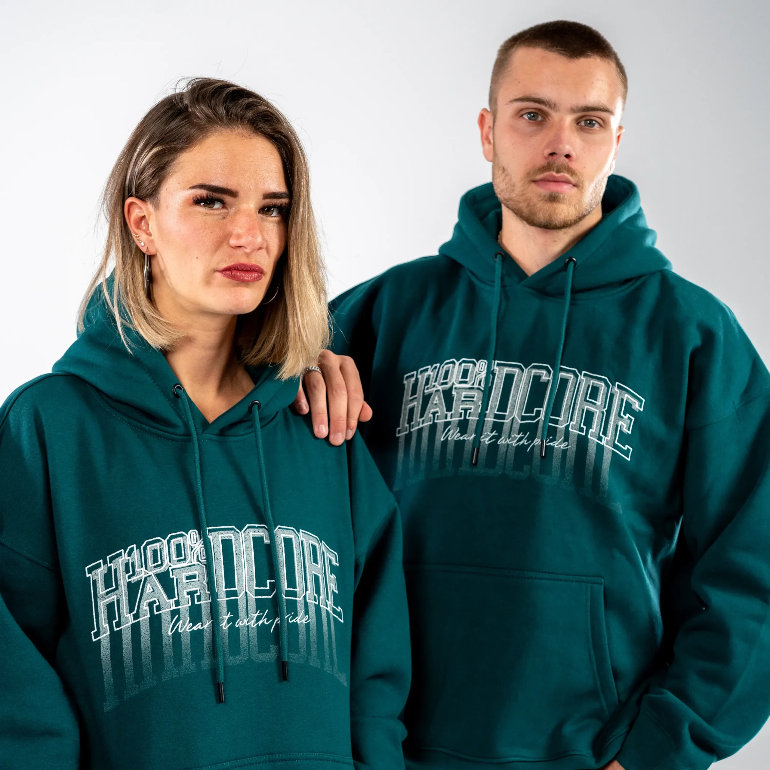 100% Hardcore Oversized Hoodie Faded Teal - Image 5