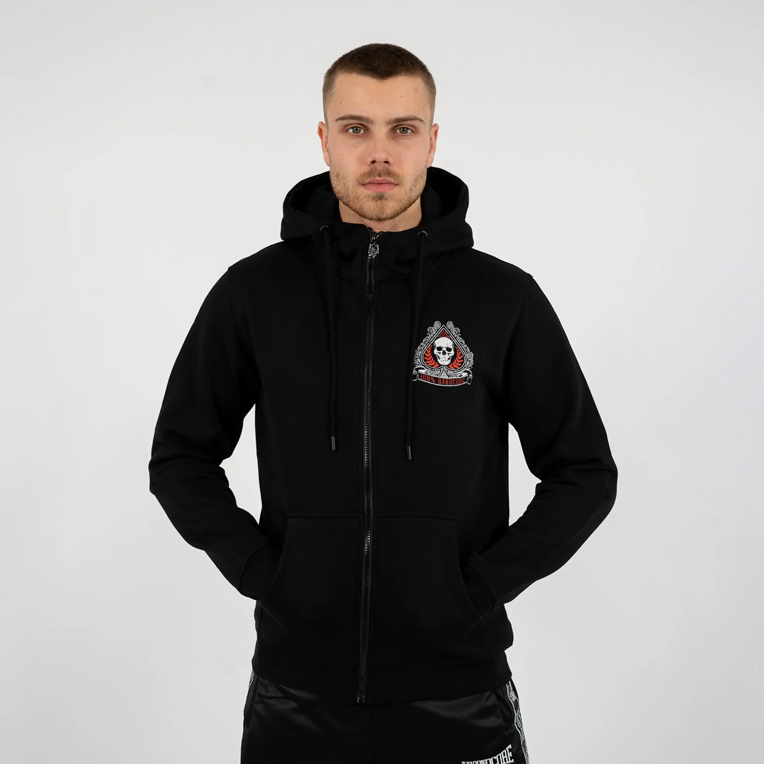 100% Hardcore Hooded Zipper Ace of Spades – Image 2