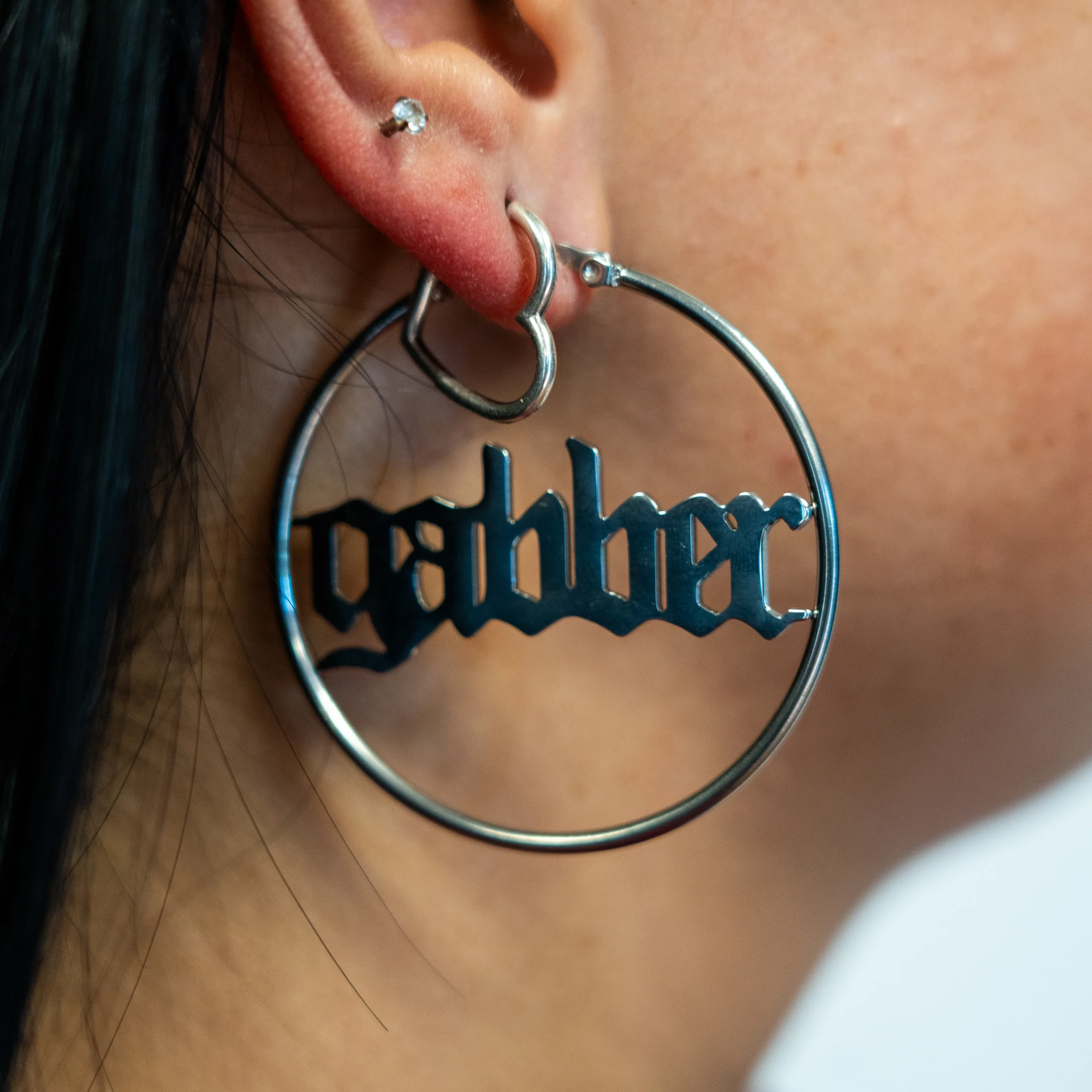 Gabber Ohrringe 5cm Silber – Bild 2
