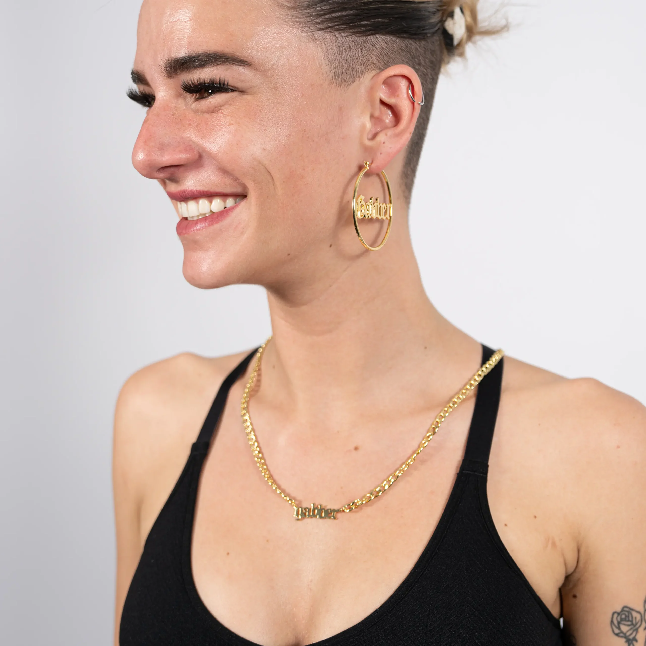 Gabber Ohrringe 5cm Gold – Bild 2