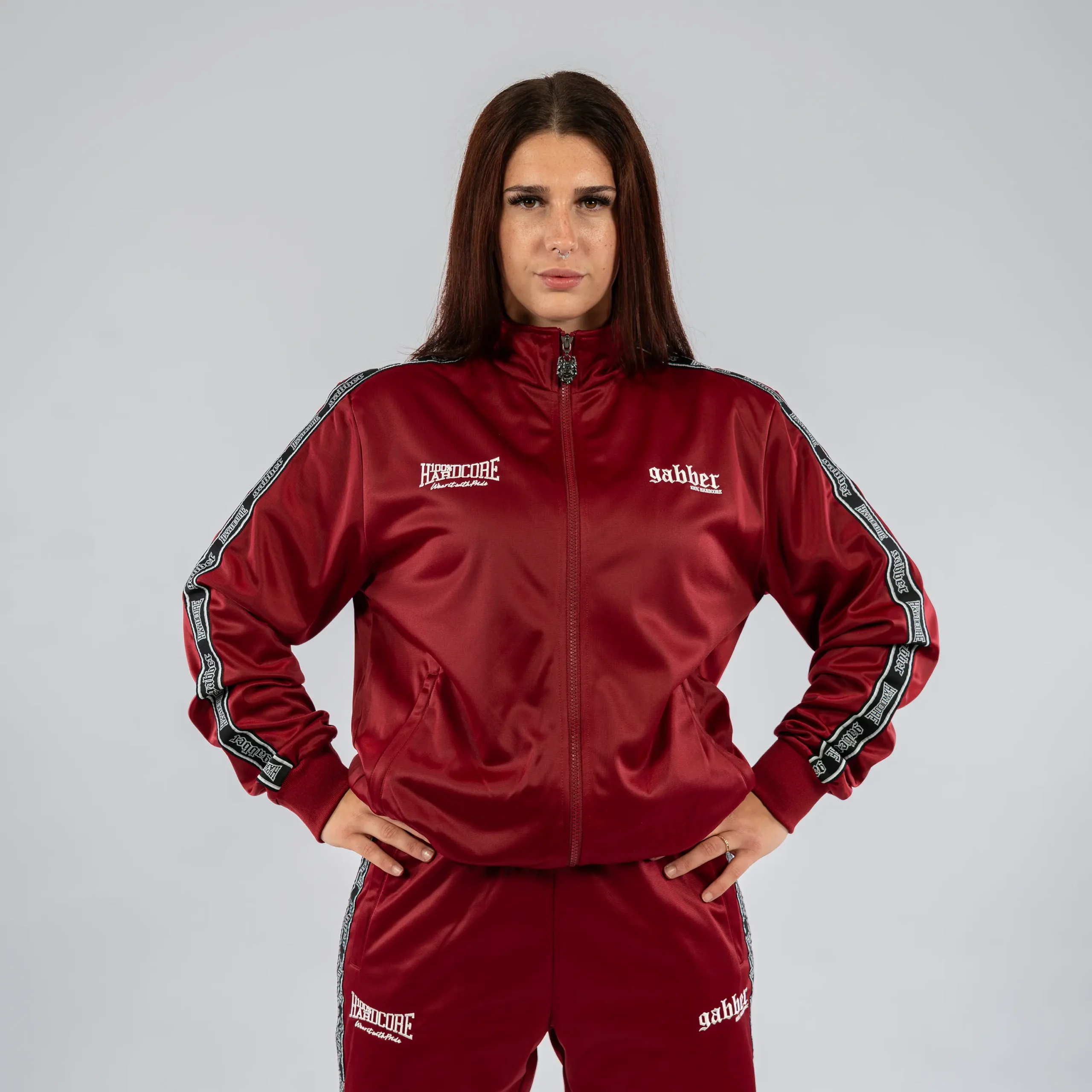 100% Hardcore Trainingsjacke Gabber Burgundy – Bild 4