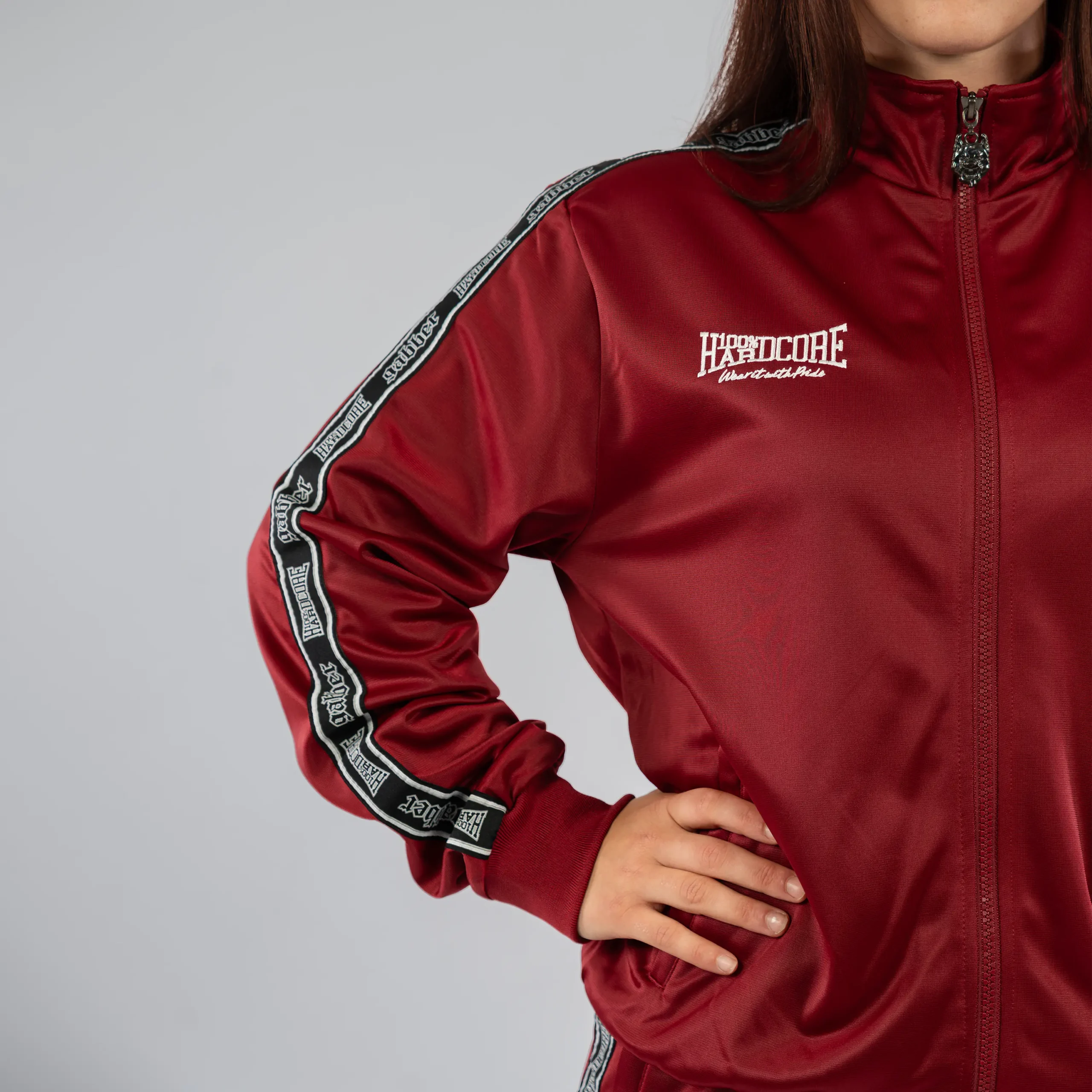100% Hardcore Trainingsjacke Gabber Burgundy – Bild 7