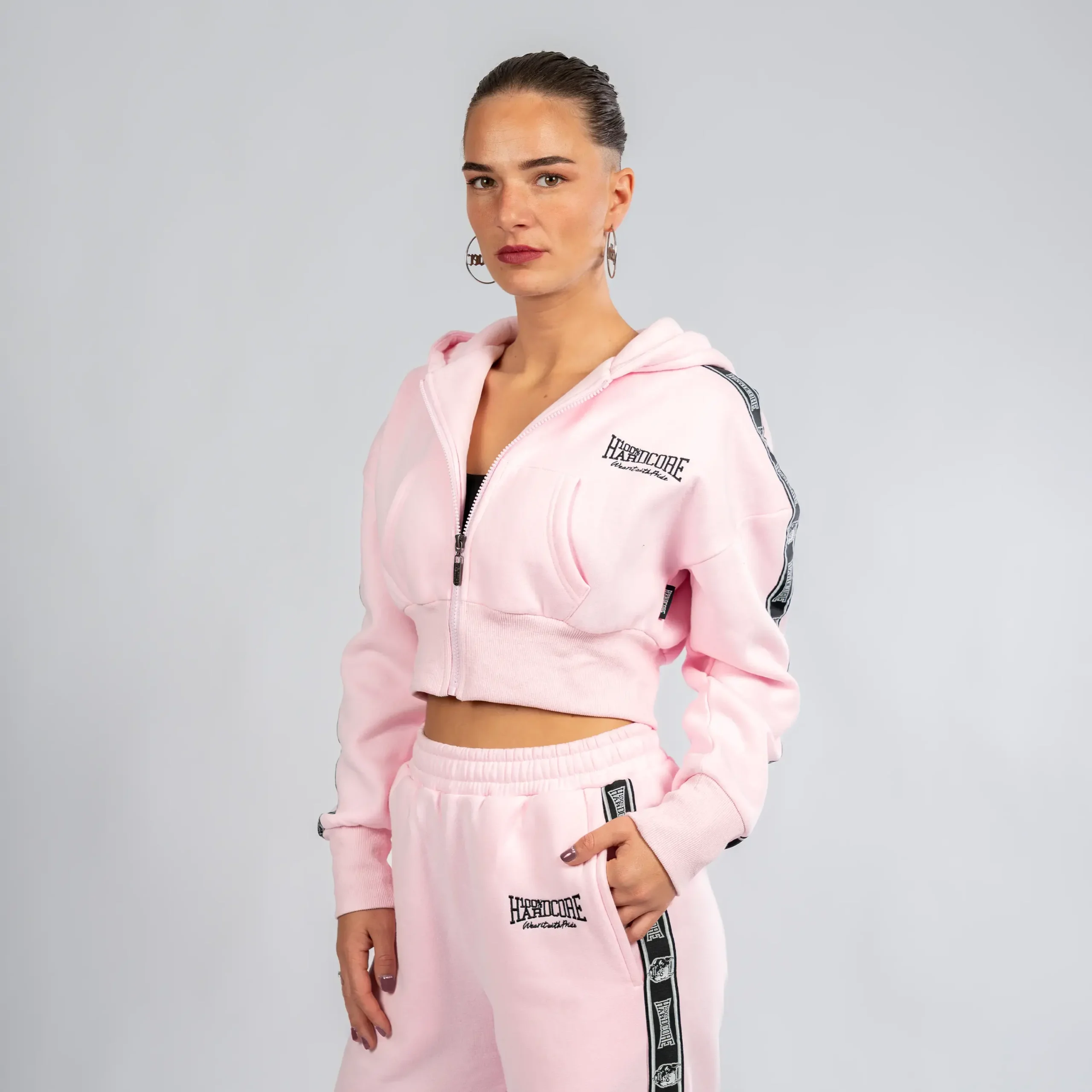 100% Hardcore Cropped Zipper Branded Rage Pink – Bild 3