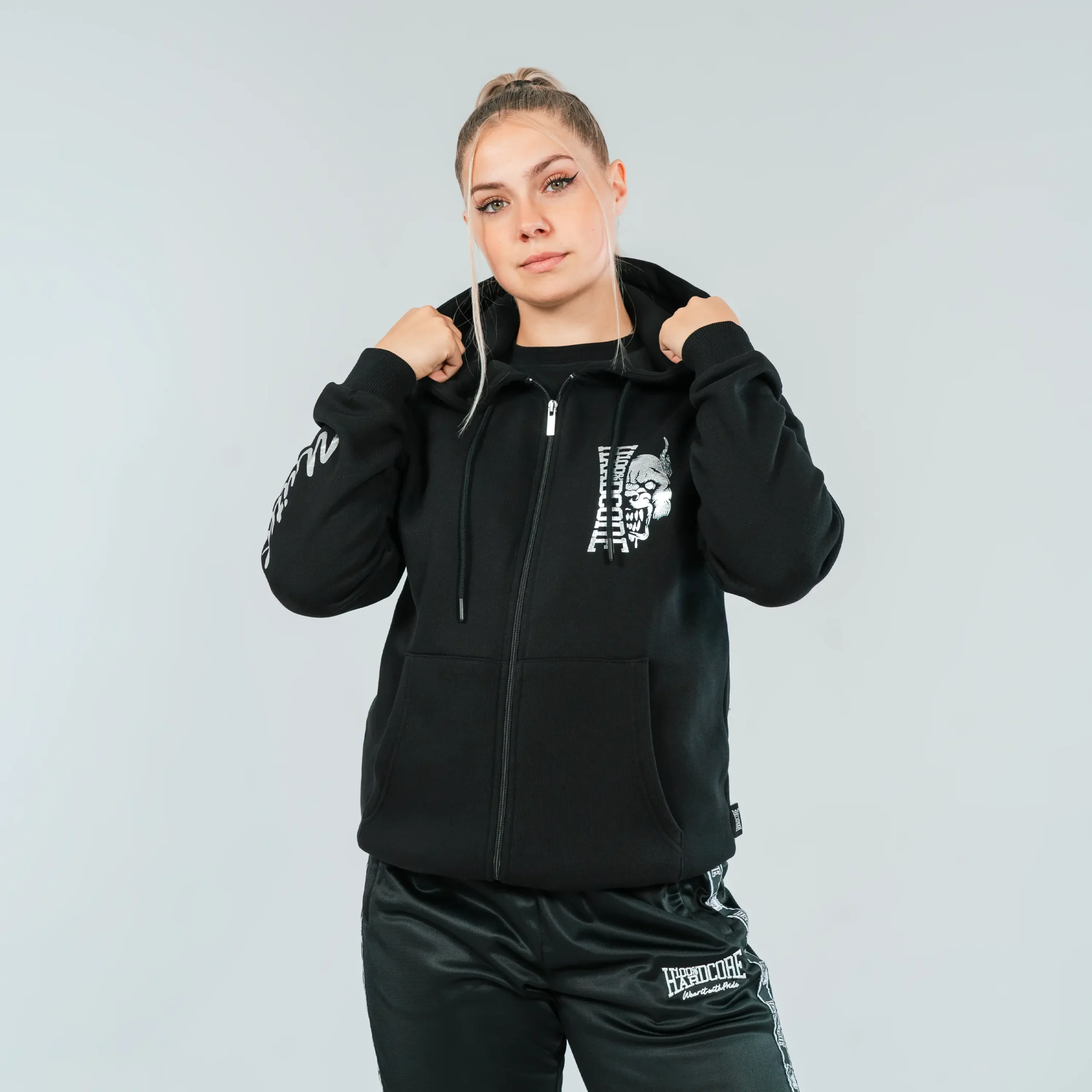 100% Hardcore Hooded Zipper Silver – Image 2