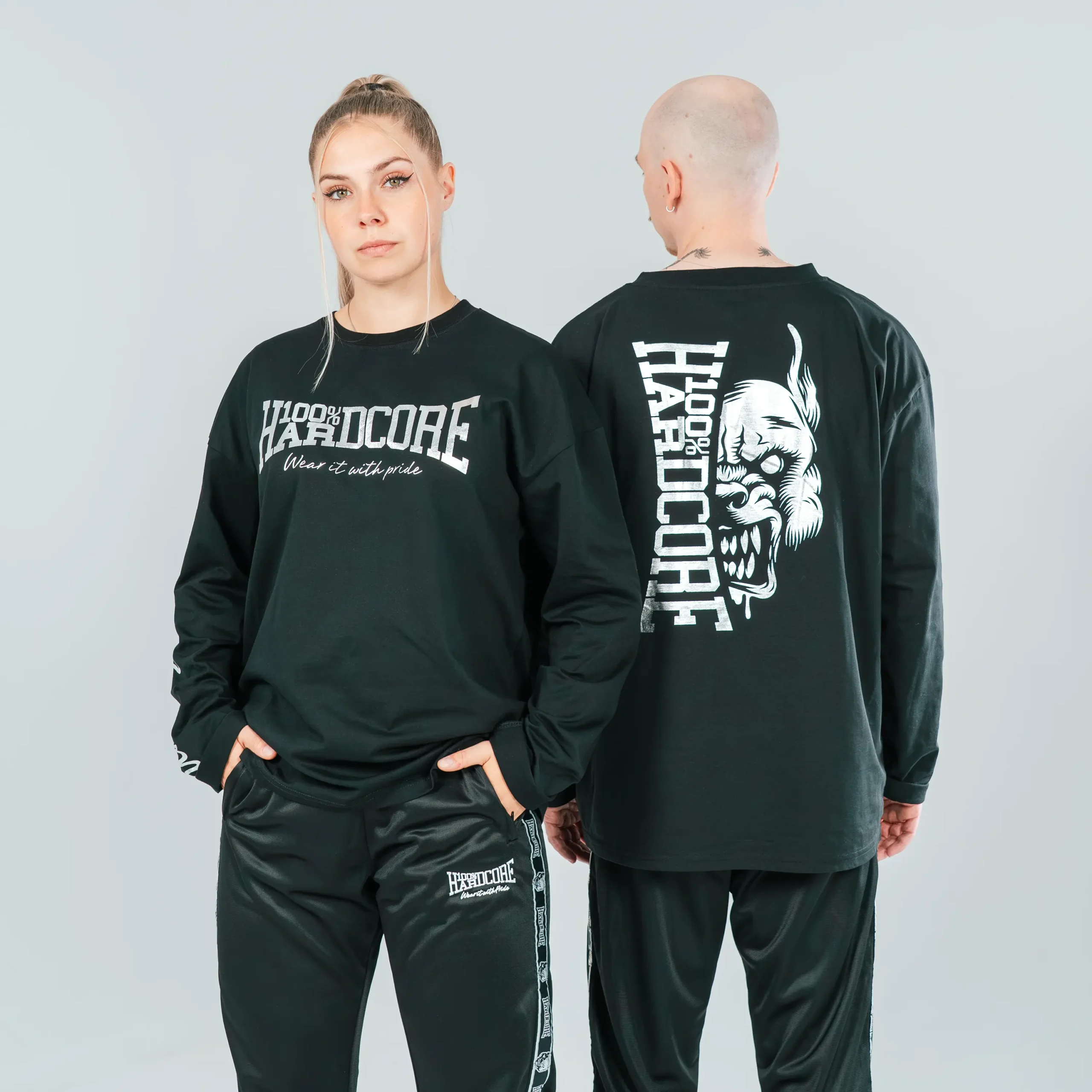 100% Hardcore Long-Sleeve Shirt, Silver – Image 3