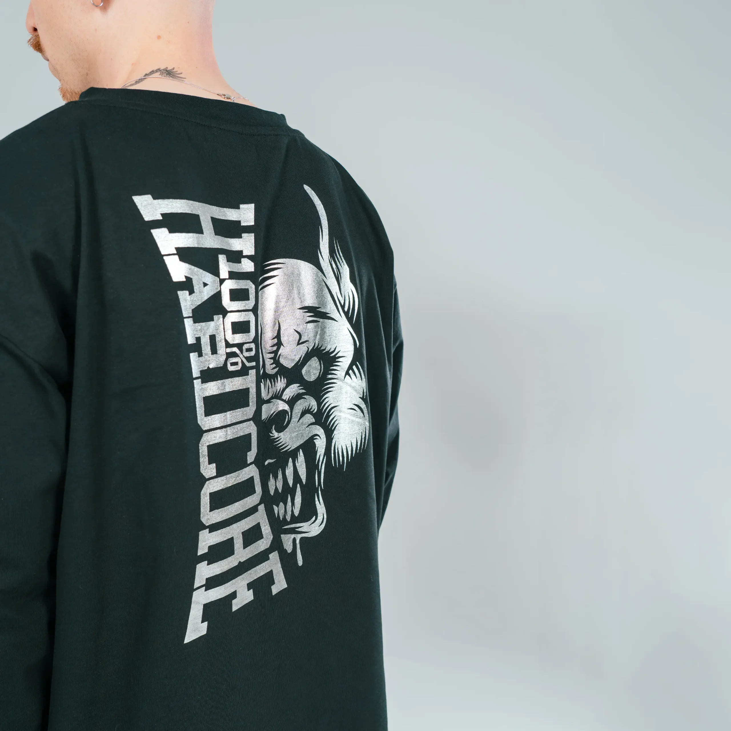 100% Hardcore Long-Sleeve Shirt, Silver – Image 4