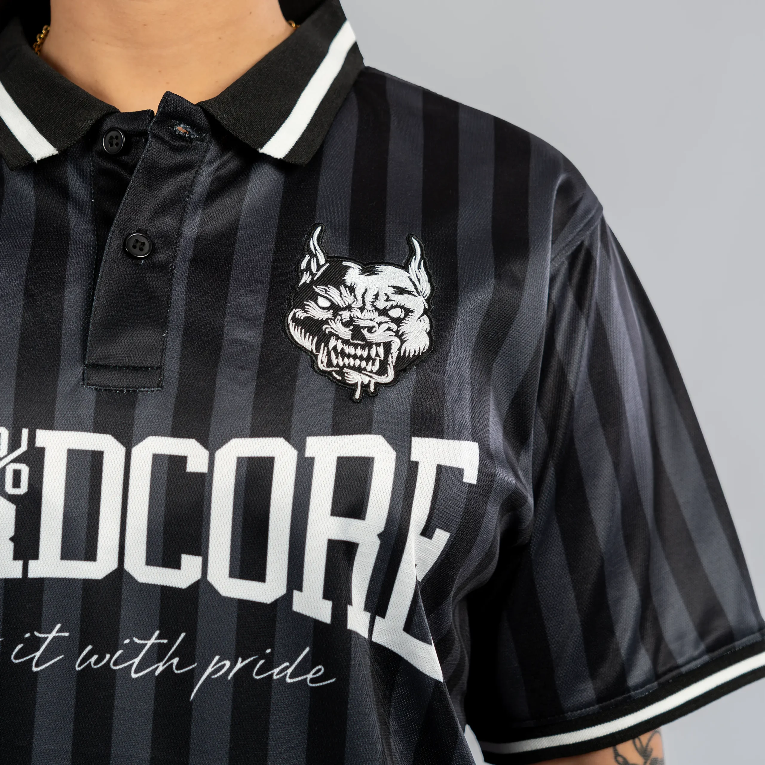 100% Hardcore Soccer Shirt Classic Striped black – Bild 3