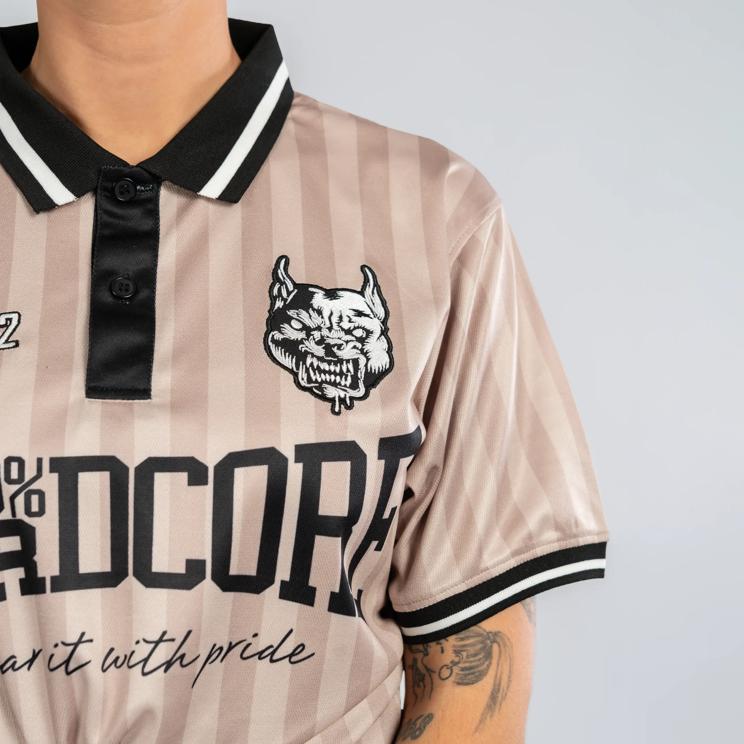 100% Hardcore Soccer Shirt Classic Striped Sand – Bild 4