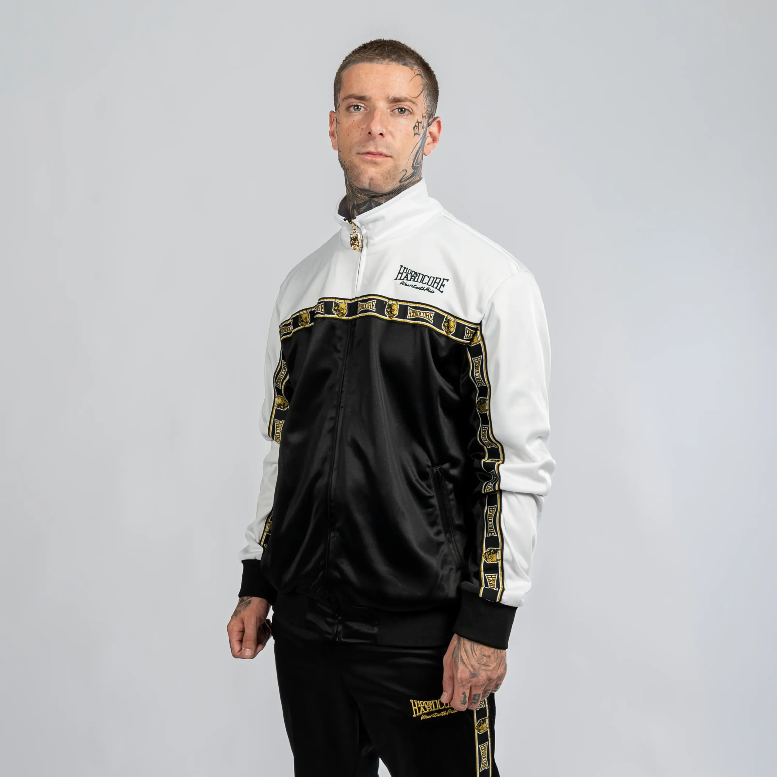 100% Hardcore Trainingsjacke Essential Gold White – Bild 4