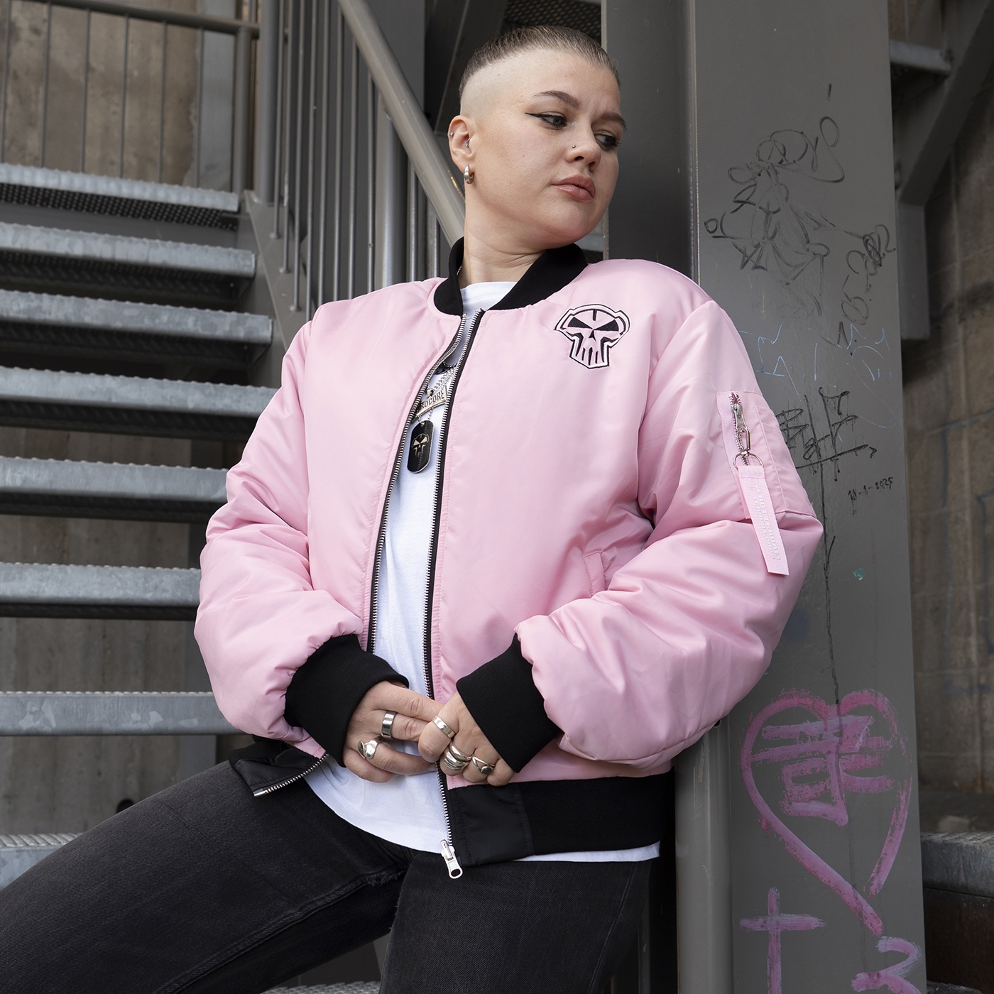 Rotterdam Terror Corps Bomberjacke Girlie Reverseble Black/Pink – Bild 3